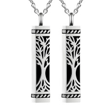 Set of 2 Ashes Holder Necklace Tree Pendant Locking-Silver