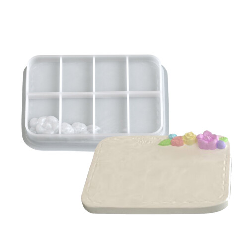 Moule en Silicone en relief Floral, pour-Rectangulaire