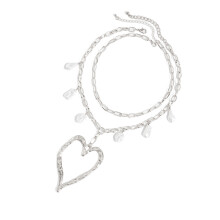 Bold Love Charm Statement Necklace Lightweight-white king