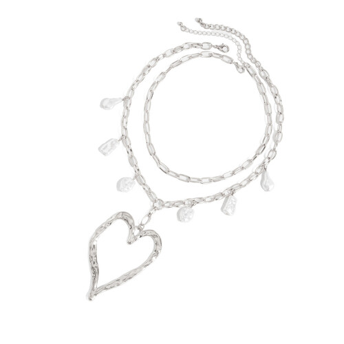 Bold Love Charm Statement Necklace Lightweight-white king