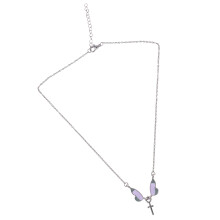 Elegant Butterfly Crosses Pendant Necklace Alloy Neckchain