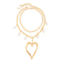 Trendy Thick Heart Pendant Chokers Necklace Sturdy-Gold-color
