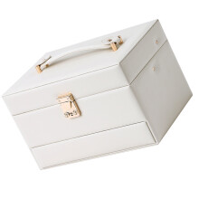 Jewelry Case Triple Layer Storage Leather Designs-White