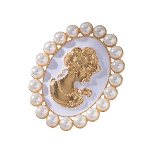 Regal Parels Versierd Broche Legering Accessoire voor-Witte L