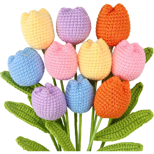 Tulipe artificielle crochetée à la main, décoration d'intérieur