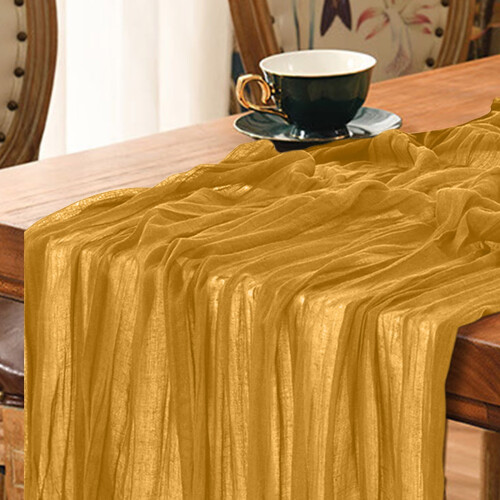 Boho Gauze Table Runner 35 x 70 in Yellow