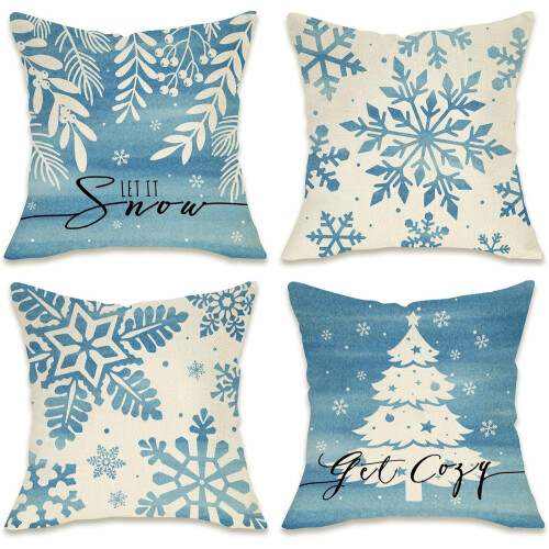 Snöflingeörngott 20x20 Blå Jul Set med 4