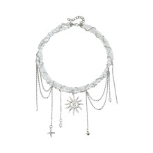 Collier Lariat tournesol gracieux, fermoir réglable, détails