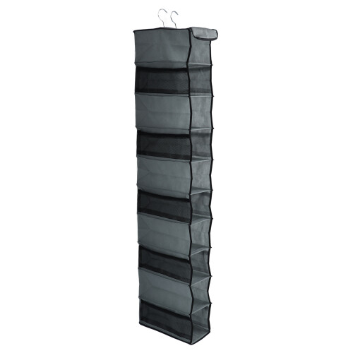 10-Layer Hanging Clothes Storage Bag, Nonwoven, Grey