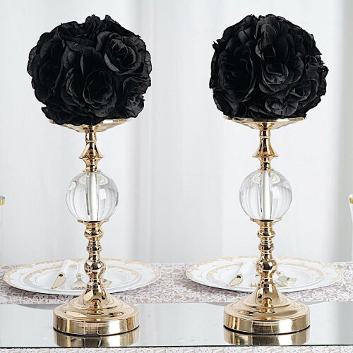 Black Silk Rose Kissing Balls 7 in 2 Pack