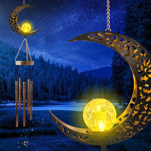 Solar Wind Chime Bronze 42 Inch Garden Decor