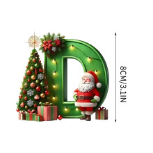 Green Alphabet Christmas Ornaments, Santa Pendant Hangings,