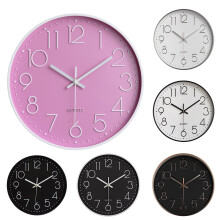 Silent Quartz Wall Clock, Round Plastic Dial, 20cm