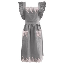 Vintage Baumwollschürze mit gekreuztem Rücken für Damen – Grau