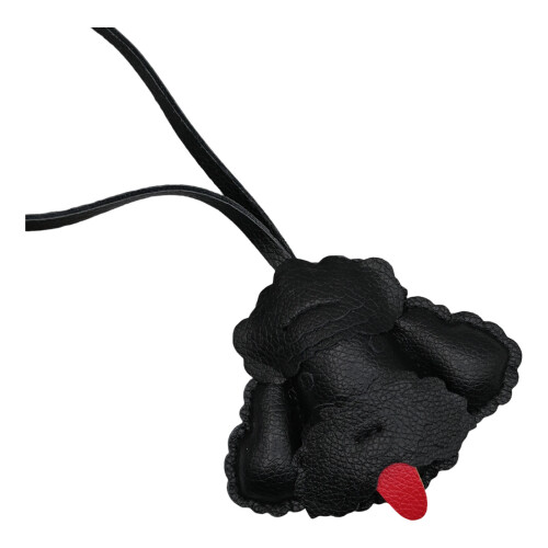 Cute Poodle Keyring Sturdy PU Leather Charm For Backpacks-Black