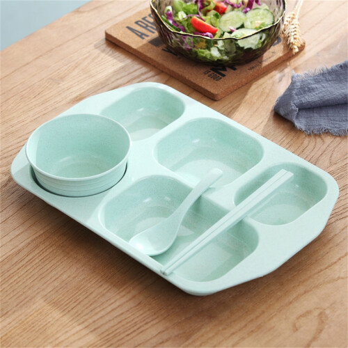 Wheat Straw 5-Compartment Plate Set – 8-Pack 1
