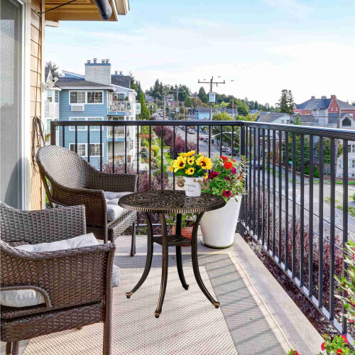 Round Cast Aluminum Garden Side Table - Weatherproof 1