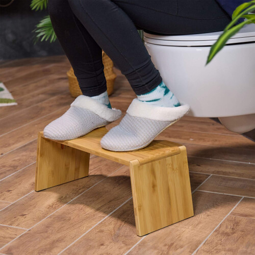 Folding Bamboo Toilet Stool with Rubber Pads 1