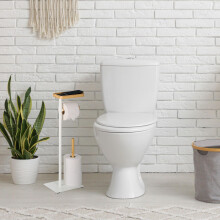 Toiletrolhouder met plankje - ijzer en bamboe
