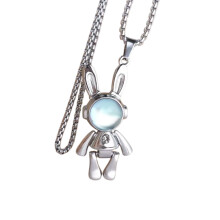 Collier à breloques en forme de lapin mécanique, Style-Bleu 60