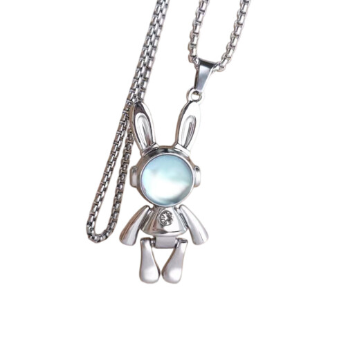 Collier à breloques en forme de lapin mécanique, Style-Bleu 60