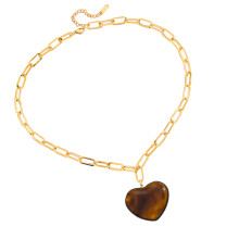 Versatile Heart Shaped Resin Pendant Necklace-JDN0108028 BR