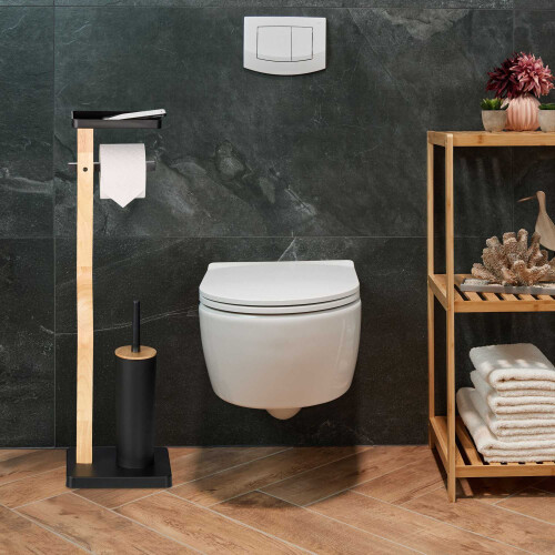 Toilet Roll Holder & Brush Set with Shelf 1