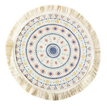 Boho ronde placemats, tafelmatten met kwastjes, multifunctionele katoenen geweven placemats met mandala-patroon voor keuken, eetkamer en