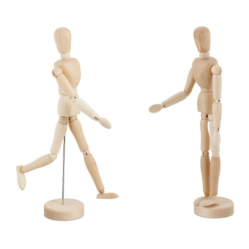 Sada dřevěných kloubových figurín, 30 cm, 2 kusy