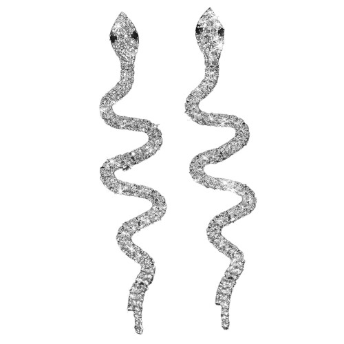 Boucle d'oreille serpent couleur argent pour femmes,-Argent