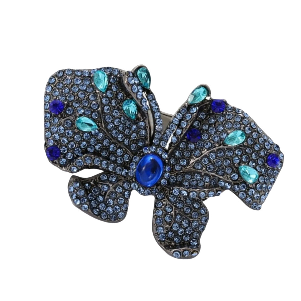Blue Sparkling Crystal Accented Butterfly Brooch Crafted From