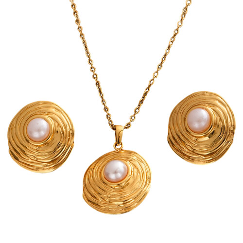 Ensemble de collier et boucles d'oreilles géométriques et-E7707