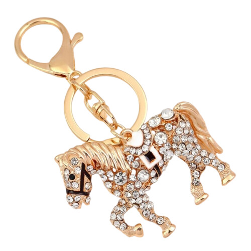 Multi Functional Alloy Horse Keychain Rhinestones Purse-Clear