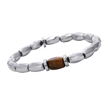 Bracelet perlé en pierre d'oeil de tigre de forme irrégulière