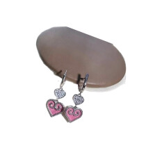 Beautiful Alloy Heart Necklace Earrings Adorned With-earrings