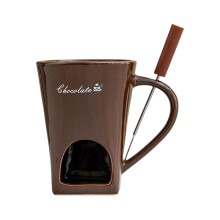 Tasse à fondue en céramique avec fourchette, tasse à fondre-Café
