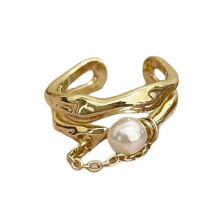 Elegante Doppelschicht-Kette mit Fransenringen für-Goldfarben