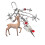Deer Shaped Flocking Beaded Key Chain Flower Charm Keyring-A 1