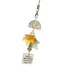Multi Purpose Maple Leaf Wind Chime Keychain For Commute-Green