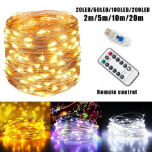 Łańcuch świetlny LED zmieniający kolor, pilot USB, 65,6 stopy, 200 diod LED