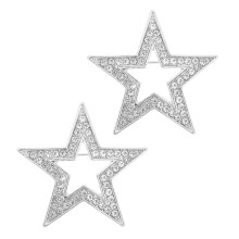 2Pc Zinc Alloy Star Pin Brooch with Easy Clip Design For-Silver