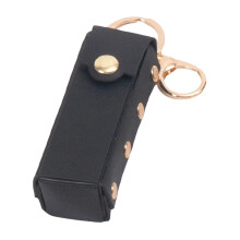 Portable Lipsticks Holder Keychain with Wild Leopard-Black