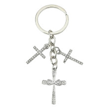 Sturdy Metal Crucifix Keychain Decorated with Sparkling