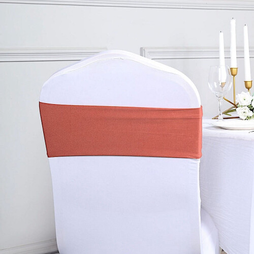 5 Spandex Chair Sashes Terracotta Wedding Decor