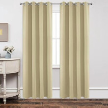 Blackout Curtains 70x95 in, Thermal Grommet Drapes, Beige