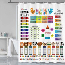 Kids ABC & Multiplication Shower Curtain 36x72 in