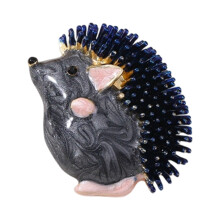 Unique Enamel Coated Hedgehog Pin Animal Themed Brooch-Blue