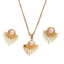 Trendy Metal Geometric Geometric Earrings Necklace Set-E7709