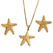Graceful Gold Embellished Geometric Earrings And Necklace-E7706