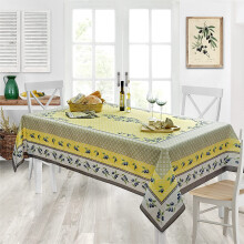 Rectangle Tablecloth 60 x 84 in, Yellow Grey Olive Print